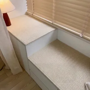 Minimalist beige sisal rug with waffle texture for balcony, anti-slip and cat-scratch resistant