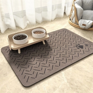 Detailed view of the quick-dry diatom mud pet mat with anti-slip texture and paw prints