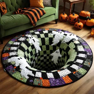 Tapis d'illusion 3D d'Halloween avec fantômes et motif de vortex d'abîme profond