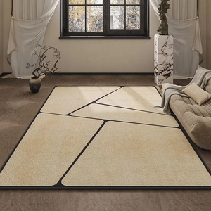 Tapis de Salon Minimaliste Japonais de Type Cachemire Style Wabi-sabi Tapis de Canapé en Poliester Géométrique Imprimé pour Chambre à Coucher