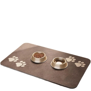 Quick-dry diatom mud pet feeding mat with cute paw prints for cats and dogs