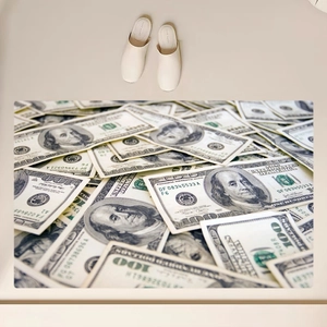 Cartoon US dollar diatom mud absorbent non-slip door mat with creative money print