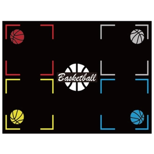 Detailed pattern of the non-slip basketball training mat featuring colorful corner accents