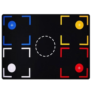 Detail of basketball training mat with precise color markers for footwork and agility
