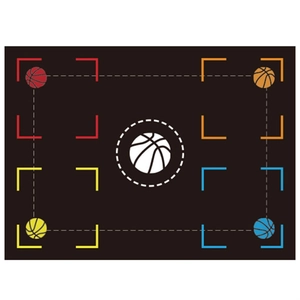 Detail of basketball training mat featuring non-slip texture and color-coded footwork patterns