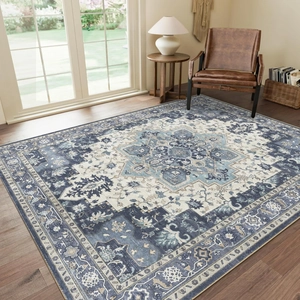 Bohemian Vintage Persian Style Area Rug Large Geometric Medallion Living Room Carpet Faux Cashmere Bedroom Decor Rug