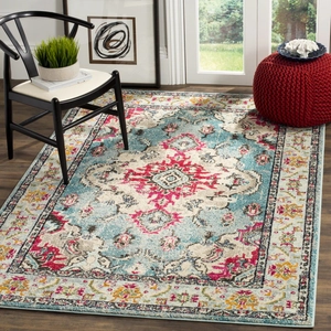 Vintage Persian style faux cashmere area rug with floral patterns for living room