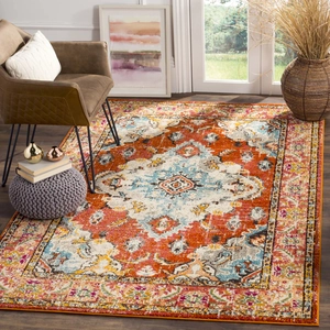 Vintage Persian Style Area Rug Faux Cashmere Bohemian Medallion Pattern Non Slip Large Floor Carpet For Living Room Bedroom