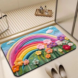 Detail of 3D floral diatom mud bath mat showing absorbent texture and non-slip backing