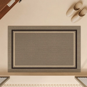 Rectangular minimalist diatom mud bathroom mat with woven texture in beige and brown