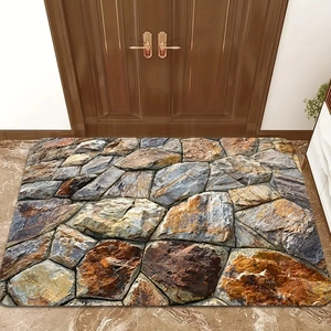 Detail of 3D stone texture bathroom mat with non-slip backing and absorbent material