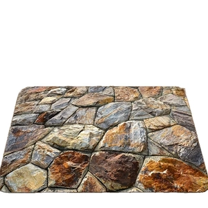 Absorbent diatomite bath mat with 3D realistic stone pattern and non-slip backing