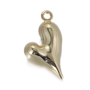 Pendentif en forme de cœur doré poli avec design 3D et boucle de suspension fixée
