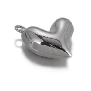 Pendentif cœur en argent poli avec finition brillante et boucle de suspension intégrée