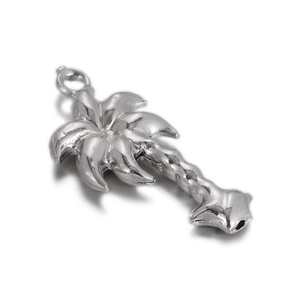 Pendentif palmier poli en acier inoxydable argenté pour création de bijoux