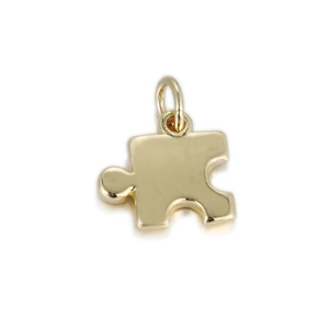 Pendentif pièce de puzzle doré poli avec bélière circulaire pour création de bijoux DIY