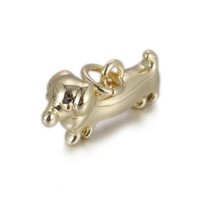 Pendentif teckel en or poli avec double boucle d'anneau pour la création de bijoux