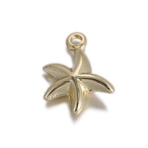 Vue macro d'un pendentif étoile de mer doré poli avec anneau pour création bijoux