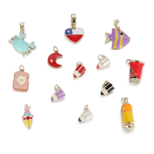 Copper Enamel Animal Pencil Pendant For DIY Jewelry Making Colorful Drip Oil Charm Gift For Kids Women