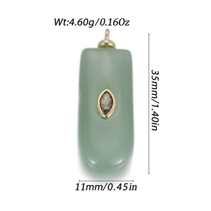 Macro detail of geometric natural stone pendant with size dimensions 35mm by 11mm