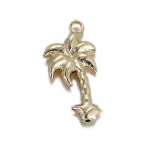 Pendentif palmier doré poli avec bélière pour la création de bijoux et colliers