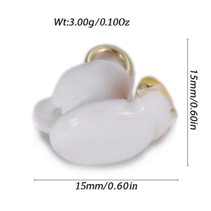 Detail showing 3D white swan charm with 15mm dimensions and 3.00g weight info
