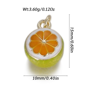 Macro shot of 3D orange fruit pendant with 15mm height and 10mm diameter specs