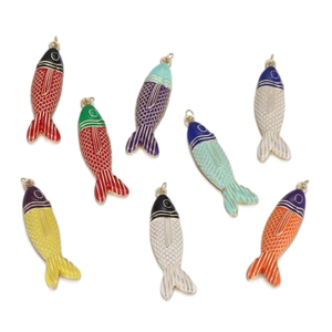 Vintage Colorful Enamel Tropical Fish Pendant For DIY Jewelry Making Copper Sea Fish Charm For Necklace Bracelet Vacation Accessories