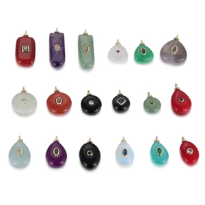 Copper Zirconia Geometric Natural Stone Pendant For DIY Jewelry Making Necklace Earrings Fashion Accessories For Women