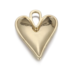 Pendentif cœur doré poli avec bélière intégrée pour la création de bijoux DIY