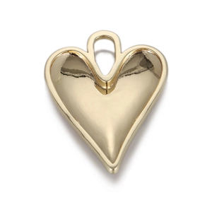 Pendentif cœur en or poli avec surface miroir lisse et boucle de suspension ronde