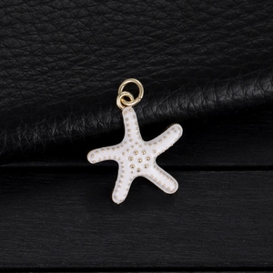 Pendentif étoile de mer en émail avec détails dorés pour bijoux DIY et colliers