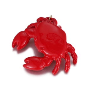 Pendentif crabe rouge brillant avec boucle dorée pour la fabrication de bijoux DIY