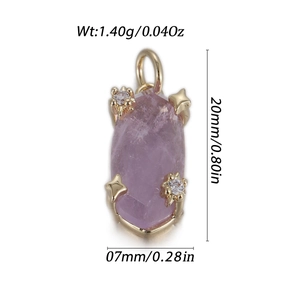 Natürlicher Amethyst-Anhänger mit vergoldetem Rahmen und Zirkon-Akzenten im geometrischen Design