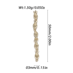 Lichtgouden visvormige kettingconnector met afmetingen 50mm lengte en 3mm breedte maat