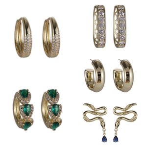 Boucles d'Oreilles Élégantes en Cuivre avec Strass pour Femmes Serpent Créoles en C Or Argent Émeraude Bleu Bijoux