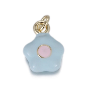 Joli pendentif fleur bleue avec finition dorée pour bijoux DIY et colliers