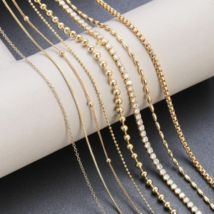 18K Vergoldete Kupferketten Halsketten Für Damen DIY Schmuckherstellung Box Ball Tennis Büroklammerkette Verstellbar