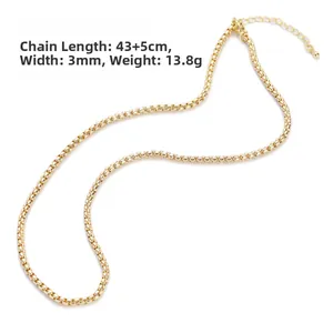 Details der 18K vergoldeten Venezianerkette 3mm Breite mit Längenangabe 43+5cm