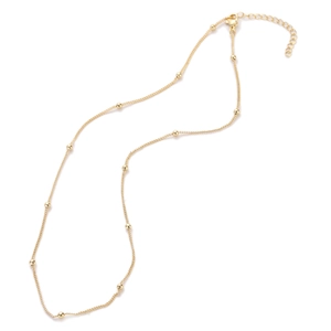 Minimalistische 18K vergoldete Perlenkette mit Karabinerverschluss und Verlängerung