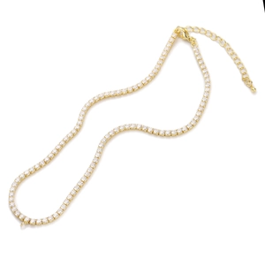 Elegante 18K vergoldete Tennis-Halskette mit funkelnden runden Zirkonia-Steinen