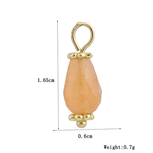 Detailed view of orange teardrop stone pendant with 18k gold plating size 1.65x0.6cm