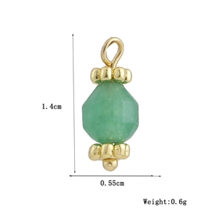 Macro detail of geometric green stone pendant with dimensions 1.4cm and weight 0.6g