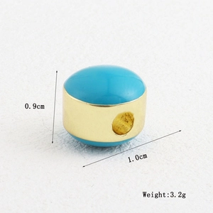 Detail view of 18k gold plated sky blue stone bead with 0.9cm height for DIY jewelry