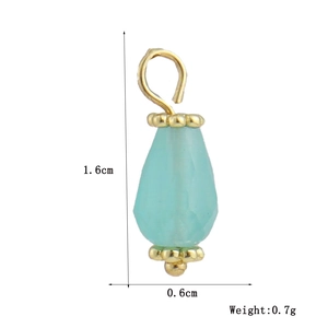 Technical drawing showing 1.6cm height of 18k gold plated blue teardrop stone pendant