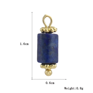 Detail showing 1.6cm Lapis Lazuli stone pendant with 18k gold-plated geometric settings