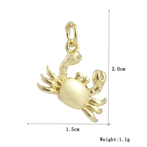 Pendentif crabe en or 18 carats poli avec dimensions 2,0cm sur 1,5cm et poids 1,1g