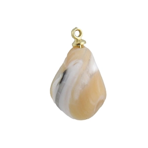 Élégant pendentif en coquillage en forme de larme avec boucle dorée et motif marbré naturel