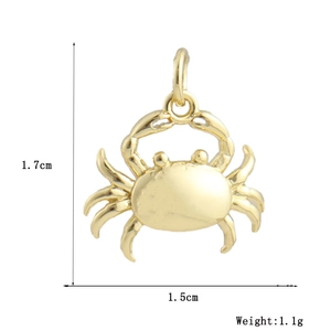 Détails du pendentif crabe plaqué or 18k avec dimensions et poids du produit