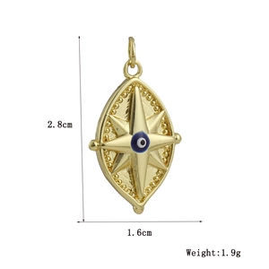 Detail view of 2.8cm gold evil eye charm with octagonal star for DIY jewelry